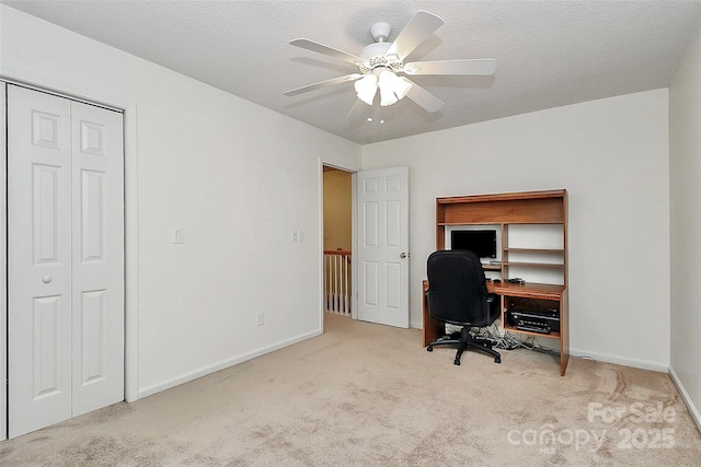 4263 Melrose Club Dr, Matthews, NC 28105 - carpeted home office with baseboards and a ceiling fan