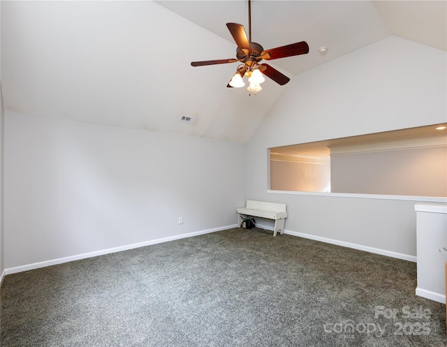 1423 Piper Ct, Concord, NC 28025 - bonus room with vaulted ceiling, carpet flooring, and a ceiling fan