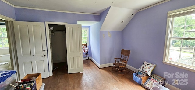 600 College Ave, Rock Hill, SC 29730 - sitting room featuring wood finished floors, plenty of natural light, baseboards, and crown molding