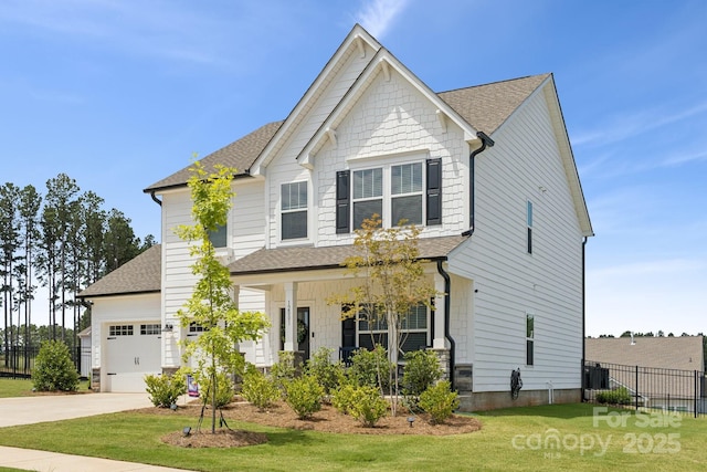 12001 Sam Snead Ct, Lancaster, SC 29720 - view of front of home with roof with shingles, covered porch, driveway, and a garage