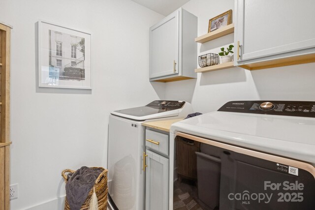12001 Sam Snead Ct, Lancaster, SC 29720 - washroom featuring separate washer and dryer and cabinet space
