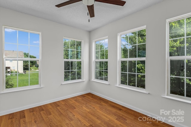 4111 Alexis Ct SW, Concord, NC 28027 - empty room featuring a ceiling fan, wood finished floors, plenty of natural light, and a textured ceiling