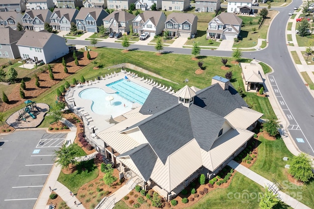 3038 Burnello Ct, Iron Station, NC 28080 - aerial perspective of suburban area featuring a pool area