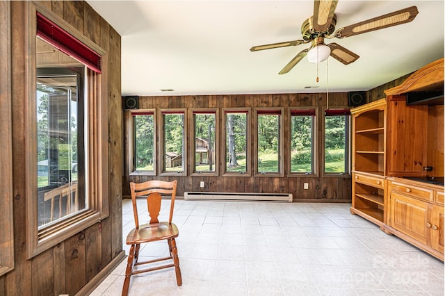 4783 Calico Rd, Lenoir, NC 28645 - unfurnished sunroom featuring baseboard heating, wood walls, and french doors