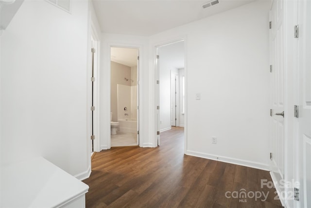 16112 Langston Dr, Charlotte, NC 28278 - hall featuring dark wood-style floors