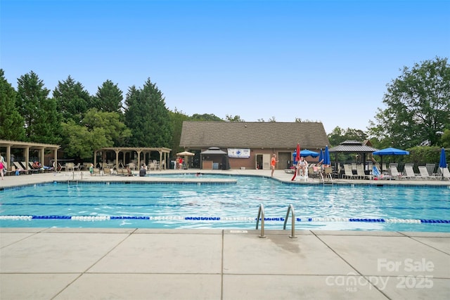 16112 Langston Dr, Charlotte, NC 28278 - community pool featuring a gazebo and a patio area
