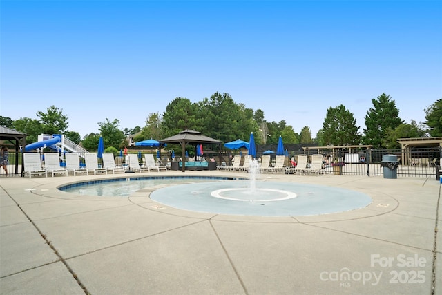 16112 Langston Dr, Charlotte, NC 28278 - view of pool with a gazebo and a patio area