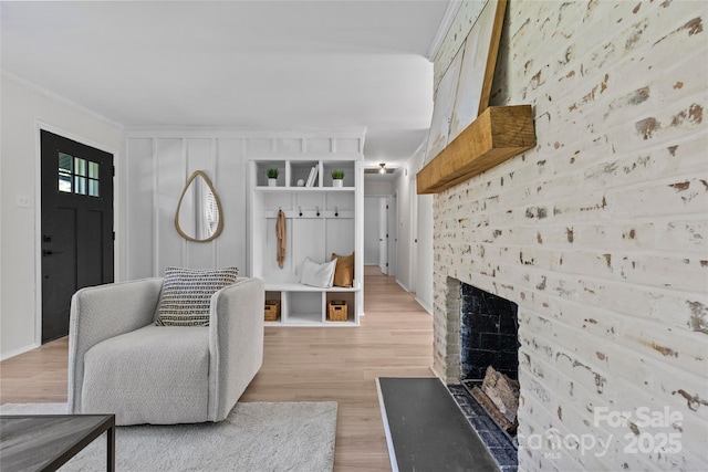 5329 Valley Forge Rd, Charlotte, NC 28210 - living room with light wood-type flooring and a fireplace