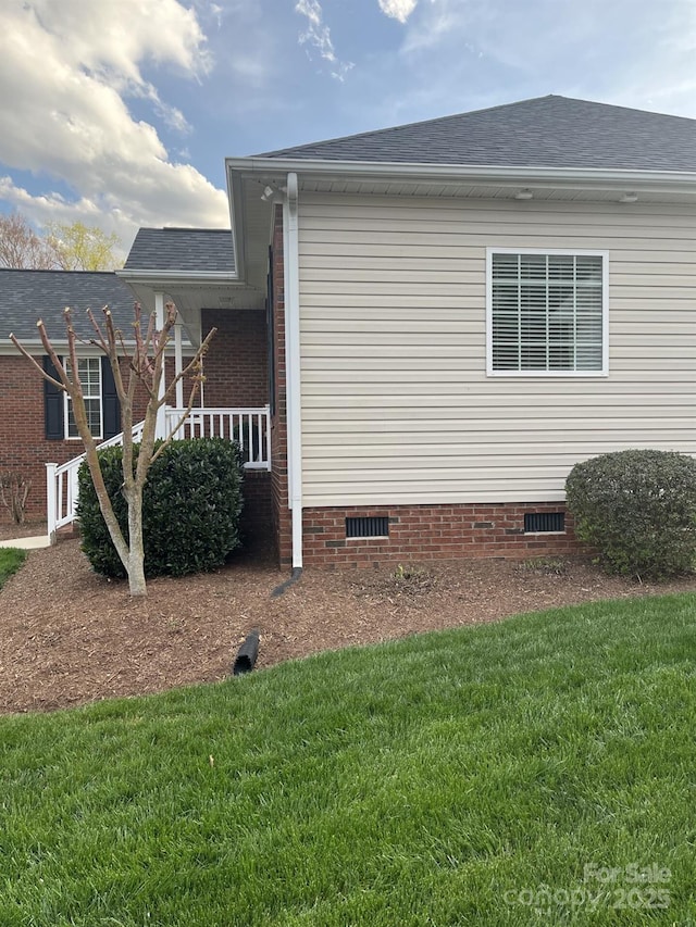 2300 Wednesbury Ct, Kannapolis, NC 28083 - view of side of home with crawl space, a lawn, and roof with shingles