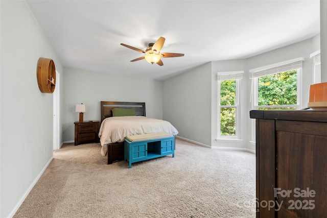 7425 Hubbard Woods Rd, Charlotte, NC 28269 - bedroom with light carpet and ceiling fan