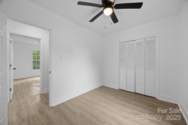 442 Lovelace Rd, Rock Hill, SC 29730 - unfurnished bedroom with light wood-style flooring, a closet, and ceiling fan