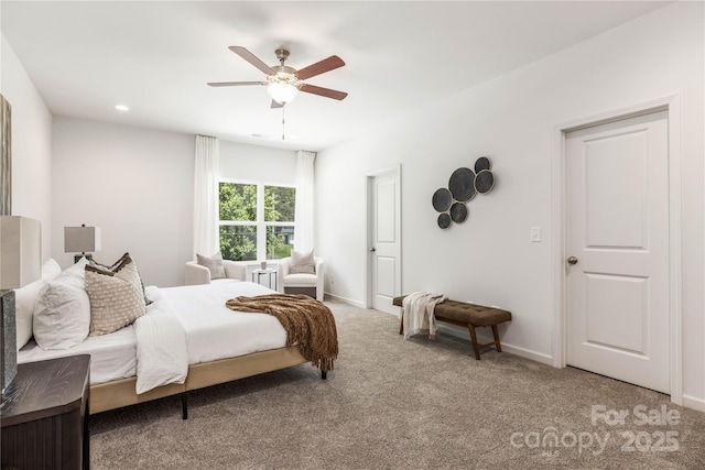 4226 Acorn St, Charlotte, NC 28205 - bedroom featuring carpet floors, ceiling fan, baseboards, and recessed lighting