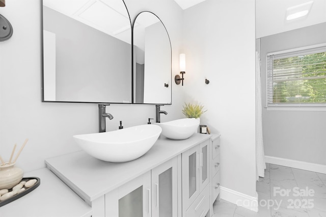 715 White Oaks Cir, Monroe, NC 28110 - bathroom with marble finish floors and double vanity