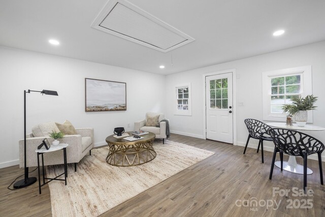 715 White Oaks Cir, Monroe, NC 28110 - sitting room featuring attic access, wood finished floors, and recessed lighting