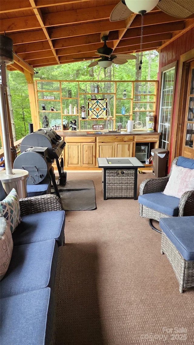 871 Lower Nettle Knob Rd, West Jefferson, NC 28694 - sunroom / solarium with an outdoor kitchen and ceiling fan