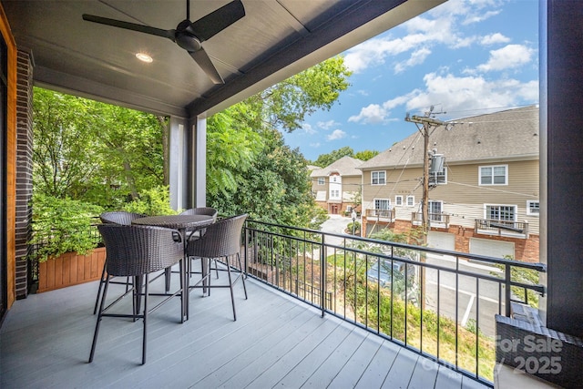 3026 Kalex Ct, Charlotte, NC 28204 - wooden deck with a ceiling fan and a residential view