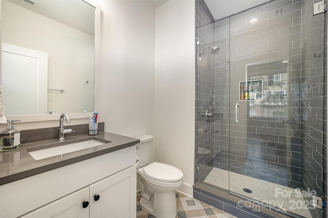 3026 Kalex Ct, Charlotte, NC 28204 - bathroom featuring a stall shower, vanity, and tile patterned flooring