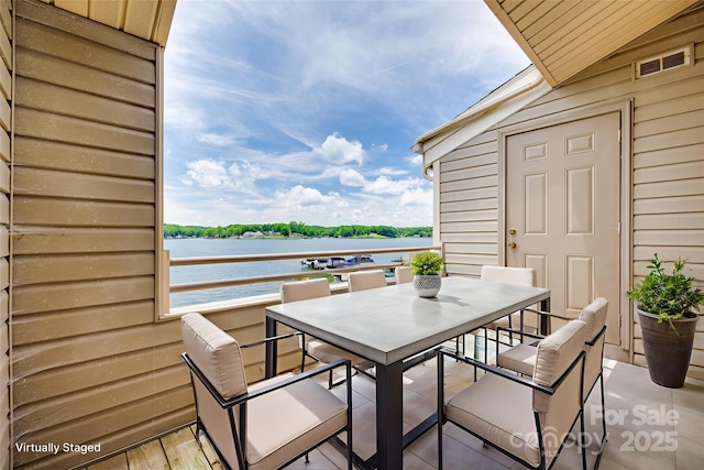 14053 Queens Harbor Rd, Charlotte, NC 28278 - balcony featuring outdoor dining space and a water view