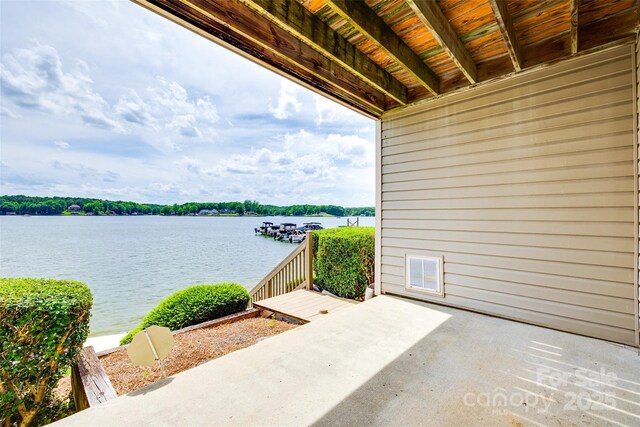 14053 Queens Harbor Rd, Charlotte, NC 28278 - view of patio / terrace featuring a water view