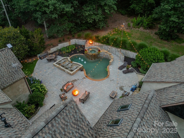 3587 Ridgetop Rd, Sherrills Ford, NC 28673 - view of swimming pool featuring a fire pit, a patio, and a pool with connected hot tub