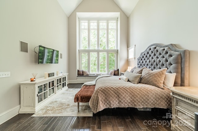 3587 Ridgetop Rd, Sherrills Ford, NC 28673 - bedroom with dark wood finished floors and high vaulted ceiling
