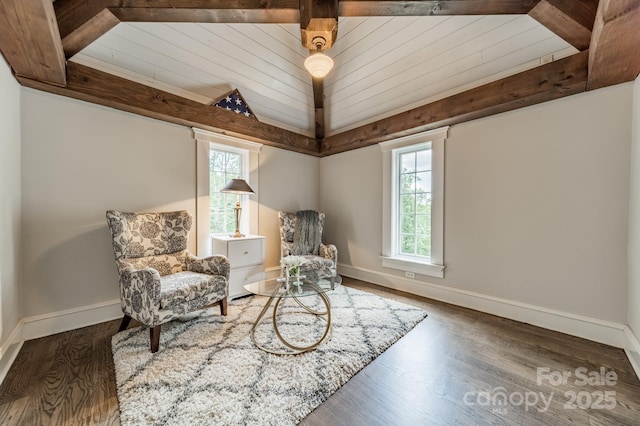 3587 Ridgetop Rd, Sherrills Ford, NC 28673 - sitting room featuring wood finished floors, wooden ceiling, and lofted ceiling