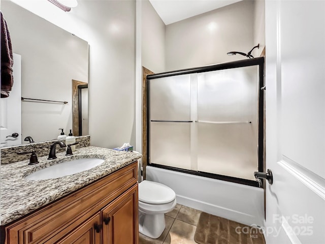 106 Pier Point Dr, Stony Point, NC 28678 - bathroom featuring vanity, enclosed tub / shower combo, and tile patterned flooring