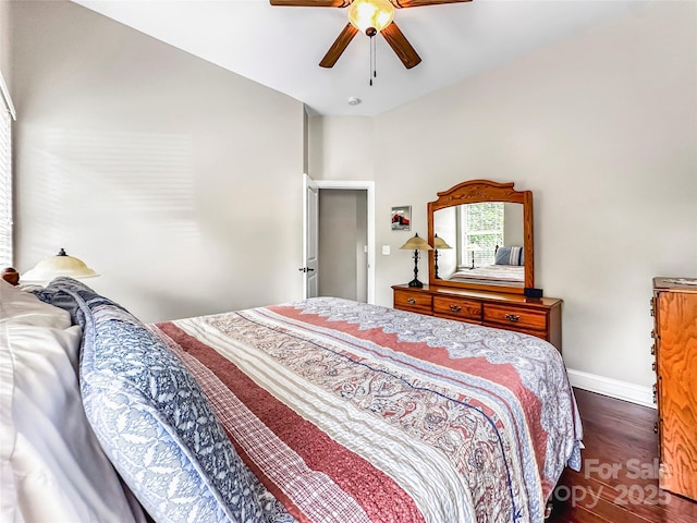 106 Pier Point Dr, Stony Point, NC 28678 - bedroom featuring dark wood-style flooring and ceiling fan