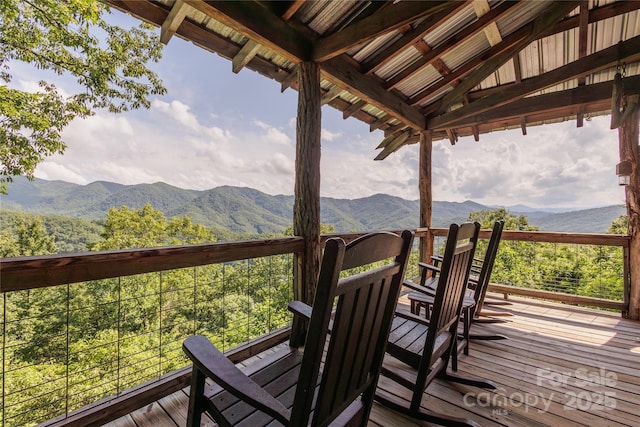1145 Eagles Roost Rd, Bryson City, NC 28713 - wooden deck with a mountain view