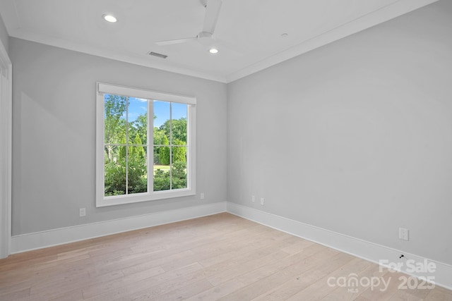19329 Watermark Dr Unit 422, Cornelius, NC 28031 - unfurnished room with a ceiling fan, light wood finished floors, ornamental molding, and recessed lighting
