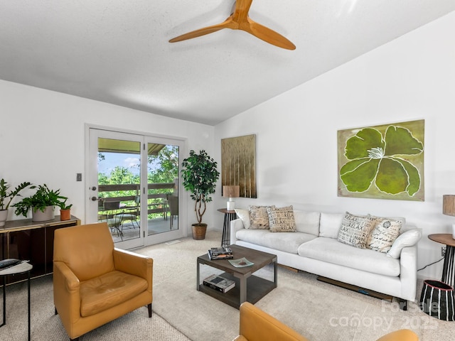 305 Piney Mountain Dr Unit B3, Asheville, NC 28805 - living area with carpet floors, vaulted ceiling, and a ceiling fan