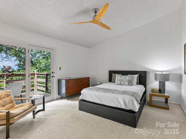305 Piney Mountain Dr Unit B3, Asheville, NC 28805 - carpeted bedroom with access to exterior, a textured ceiling, and a ceiling fan