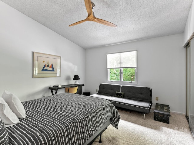305 Piney Mountain Dr Unit B3, Asheville, NC 28805 - carpeted bedroom with a textured ceiling, ceiling fan, lofted ceiling, and a closet