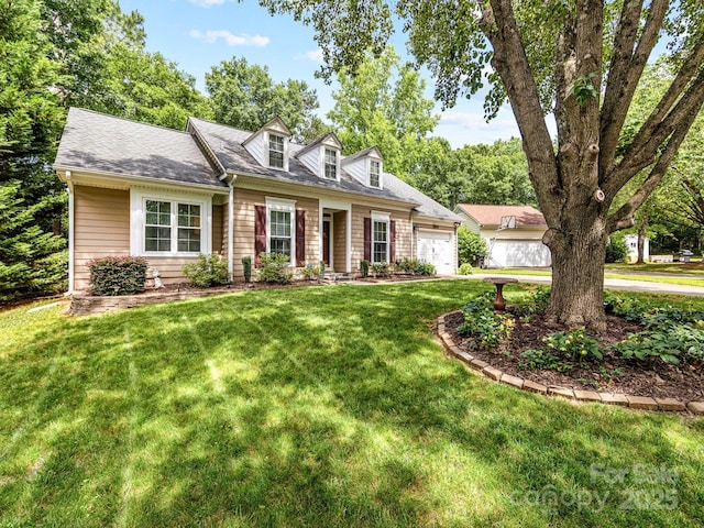 13600 Seastone Ln, Pineville, NC 28134 - cape cod home with a garage, a front lawn, and roof with shingles