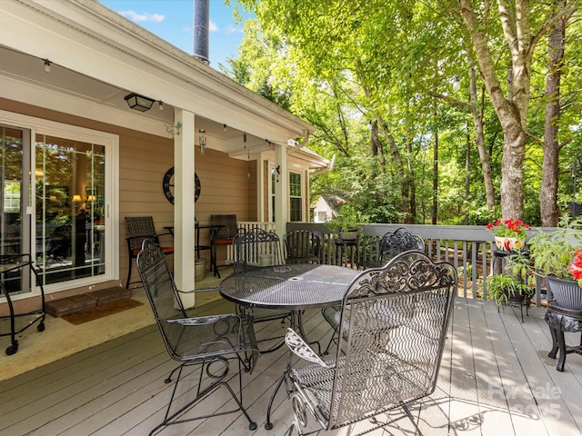 13600 Seastone Ln, Pineville, NC 28134 - wooden terrace featuring outdoor dining area