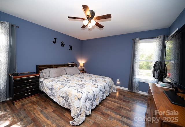 3330 Clinzo Feemster Rd, Hickory Grove, SC 29717 - bedroom featuring dark wood-style floors and ceiling fan