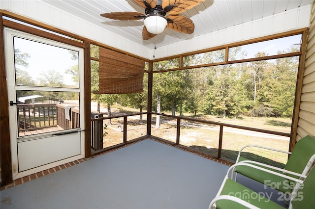 3330 Clinzo Feemster Rd, Hickory Grove, SC 29717 - unfurnished sunroom with ceiling fan