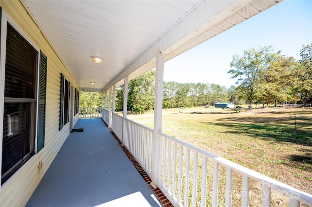 3330 Clinzo Feemster Rd, Hickory Grove, SC 29717 - porch with view of wooded area and a lawn