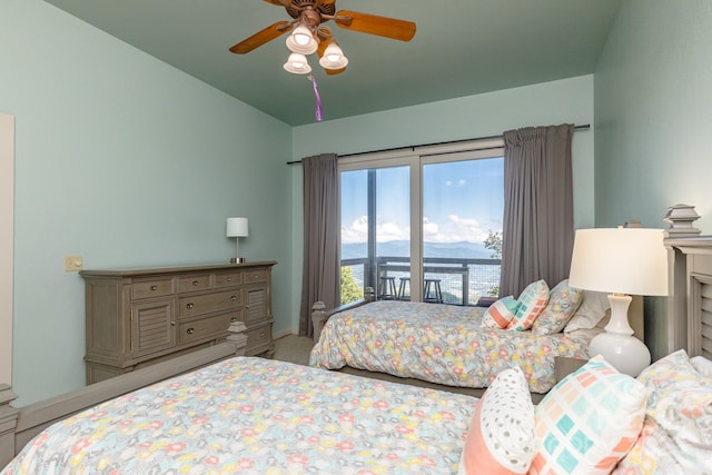 114 Slickrock Rd Unit C/3, Burnsville, NC 28714 - bedroom featuring vaulted ceiling, carpet flooring, and ceiling fan