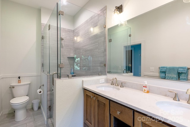 114 Slickrock Rd Unit C/3, Burnsville, NC 28714 - bathroom with toilet, a stall shower, and double vanity