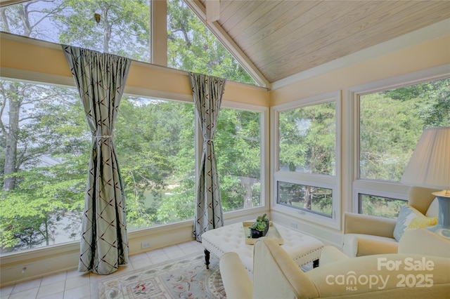 18205 Royal Oak Rd, Charlotte, NC 28278 - sunroom / solarium with tile patterned floors, wood ceiling, and vaulted ceiling