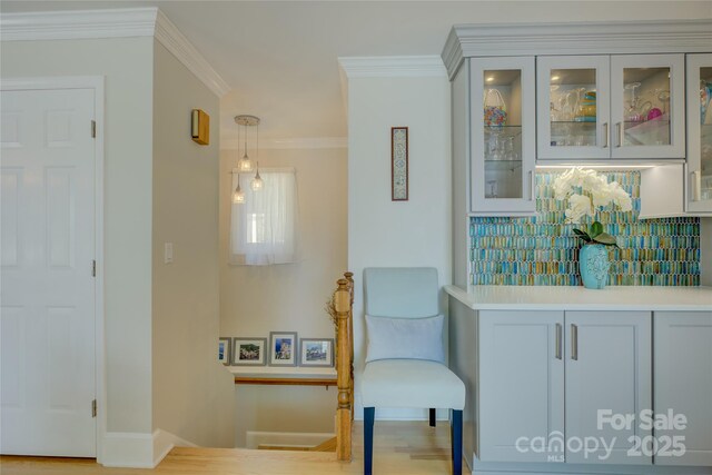 18205 Royal Oak Rd, Charlotte, NC 28278 - living area featuring ornamental molding and wood finished floors