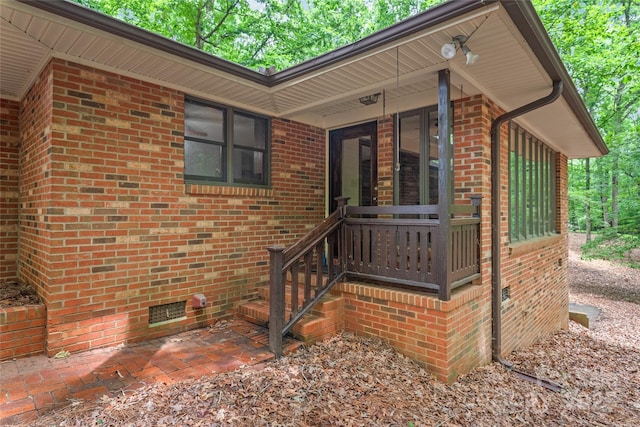3985 Well Rd, Mint Hill, NC 28227 - view of exterior entry with crawl space and brick siding
