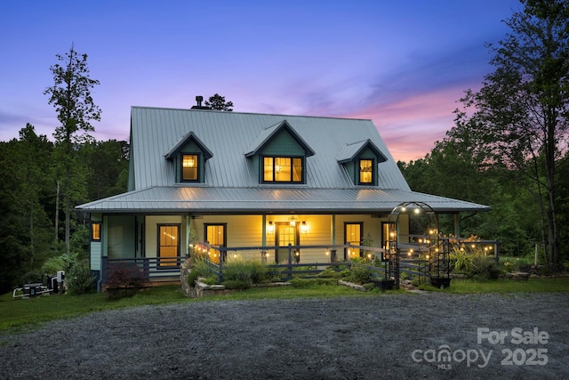 231 Bible School Rd, Lake Lure, NC 28746 - view of front of home featuring a porch and metal roof