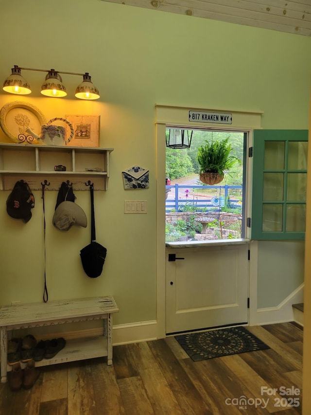 231 Bible School Rd, Lake Lure, NC 28746 - mudroom with dark wood finished floors and baseboards