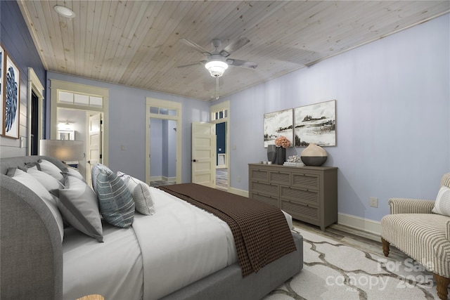 231 Bible School Rd, Lake Lure, NC 28746 - bedroom featuring wood finished floors, baseboards, a ceiling fan, and wood ceiling