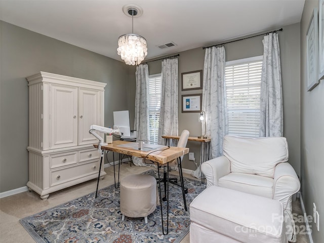 7700 Antique Cir, Waxhaw, NC 28173 - home office featuring baseboards and a chandelier