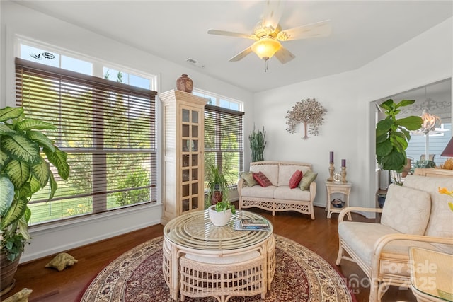 2399 Ashbourne Pl SE, Concord, NC 28025 - living room with wood finished floors and ceiling fan