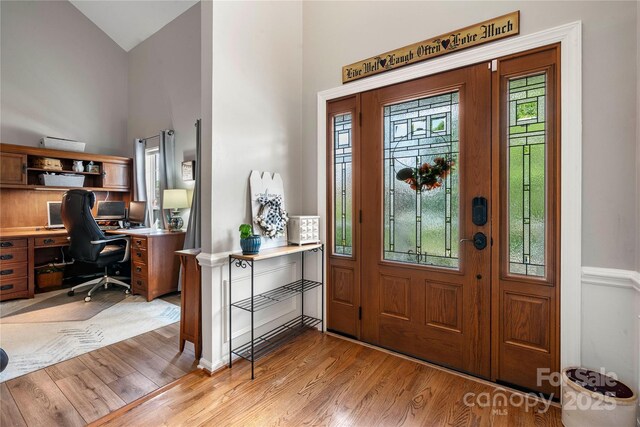 162 Castles Gate Dr, Mooresville, NC 28117 - entrance foyer featuring light wood-style floors and high vaulted ceiling