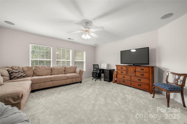 162 Castles Gate Dr, Mooresville, NC 28117 - carpeted living area featuring a ceiling fan and baseboards